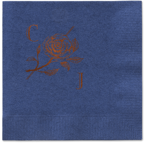 Romantic Rose Napkin, Brown, Navy