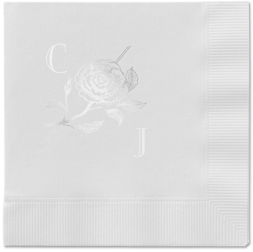 Romantic Rose Napkin, Grey, White