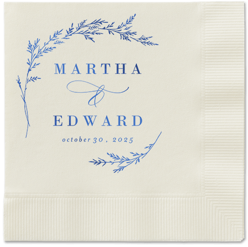 Spectacular Spruce Napkin, Blue, Ecru, royal