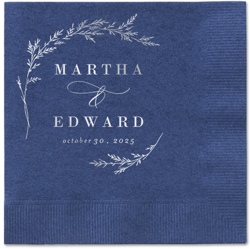 Spectacular Spruce Napkin, Grey, Navy, silver