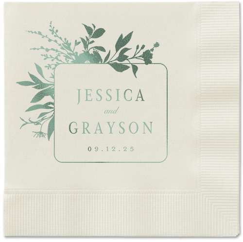 Floral Filigree Napkin, Green, Ecru, sage