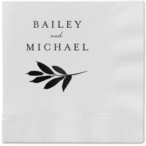 Pressed Leaves Napkin, Black, White, black