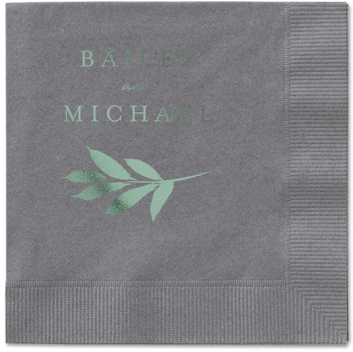 Pressed Leaves Napkin, Green, Pewter, sage
