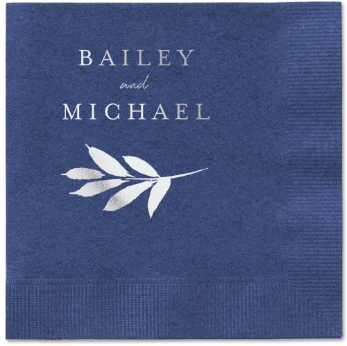 Pressed Leaves Napkin, Grey, Navy