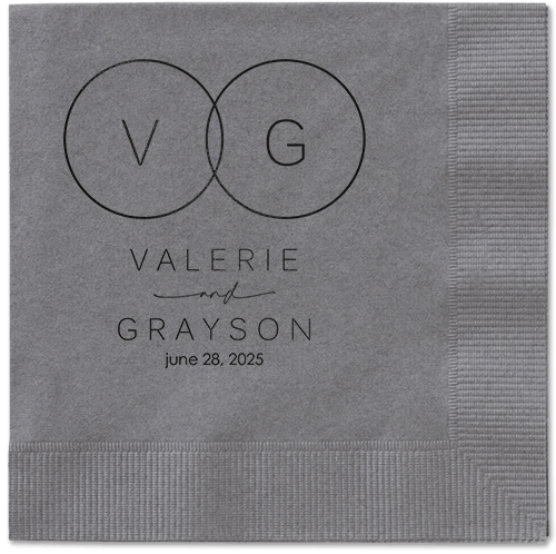 Refined Rings Napkin, Black, Pewter, black