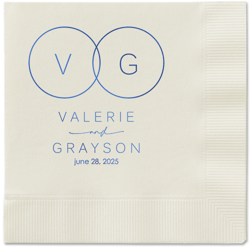 Refined Rings Napkin, Blue, Ecru, royal