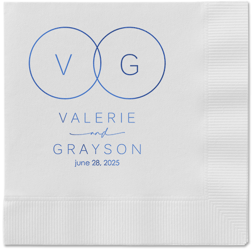 Refined Rings Napkin, Blue, White, royal