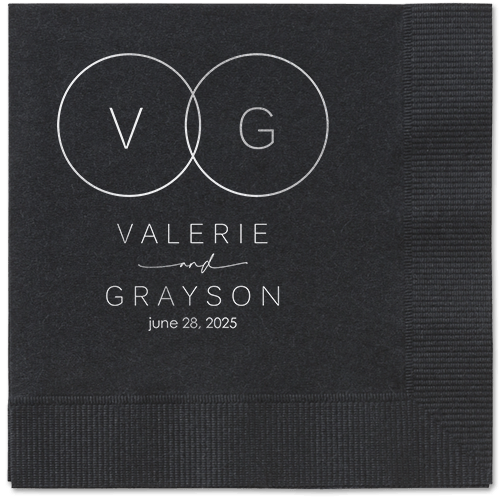 Refined Rings Napkin, Grey, Black