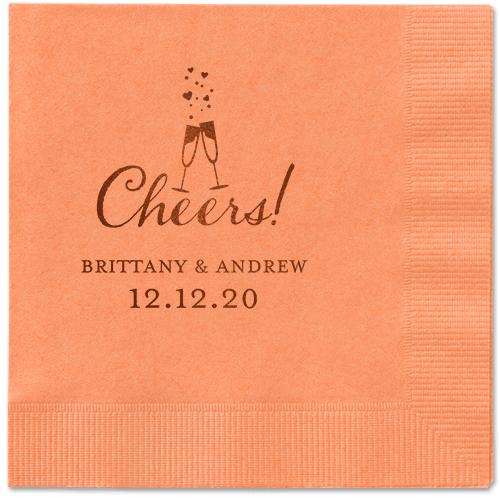 Cherished Cheer Napkins, Brown, Coral