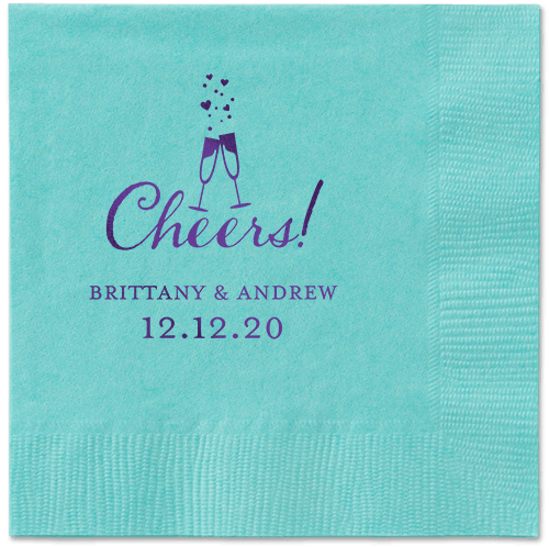 Cherished Cheer Napkins, Purple, Aqua, Purple