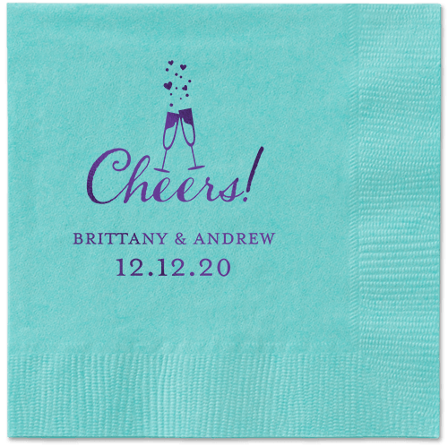 Cherished Cheer Napkins, Purple, Aqua