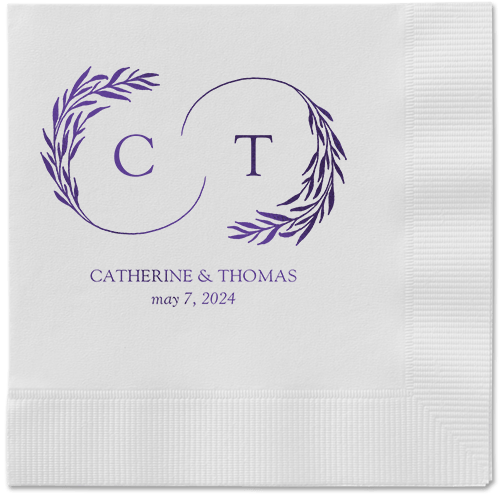 Reflective Rings Napkin, Purple, White