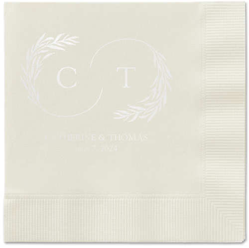 Reflective Rings Napkin, White, Ecru