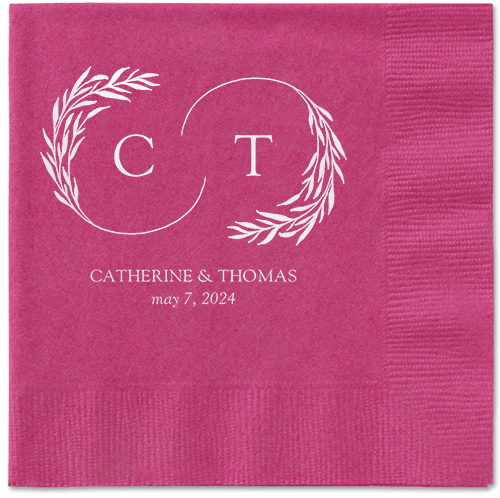 Reflective Rings Napkin, White, Magenta