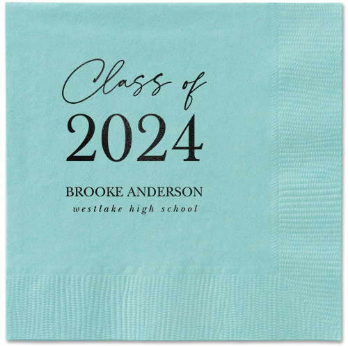 Penmanship Class Napkin, Black, Aqua