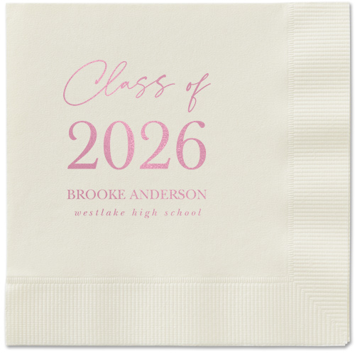 Penmanship Class Napkin, Pink, Ecru, blush