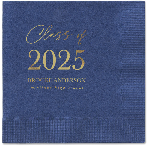 Penmanship Class Napkin, Yellow, Navy