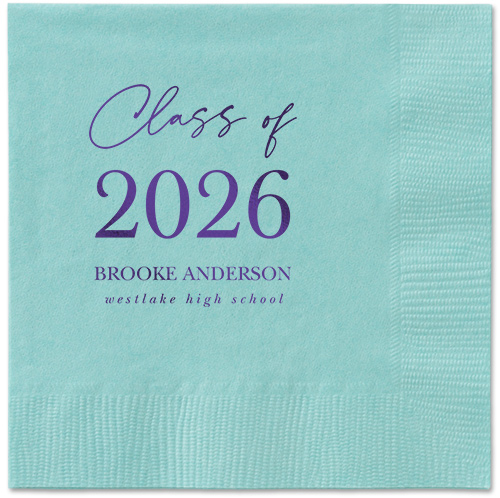 Penmanship Class Napkin, Purple, Aqua, purple