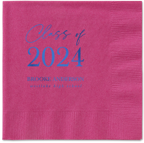 Penmanship Class Napkin, Blue, Magenta