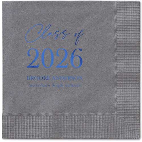 Penmanship Class Napkin, Blue, Pewter, royal
