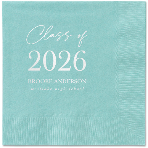 Penmanship Class Napkin, White, Aqua, white