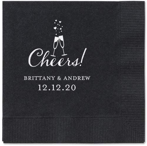 Cherished Cheer Napkins, White, Black, White