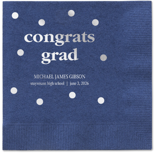 Speckled Blots Napkin, Grey, Navy, silver