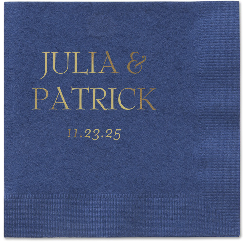 Modern Flow Napkin, Yellow, Navy, gold-metallic