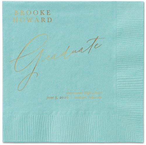 Graceful Touch Napkin, Yellow, Aqua, gold-metallic