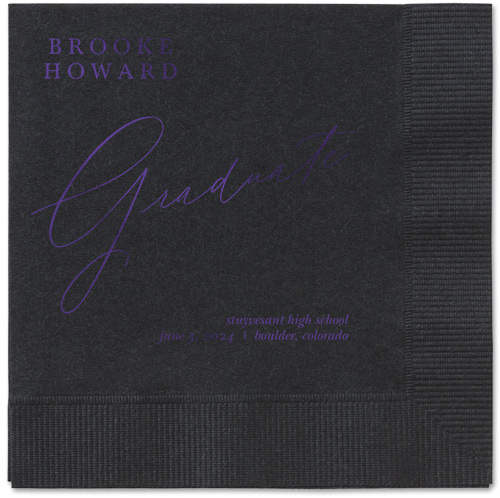 Graceful Touch Napkin, Purple, Black