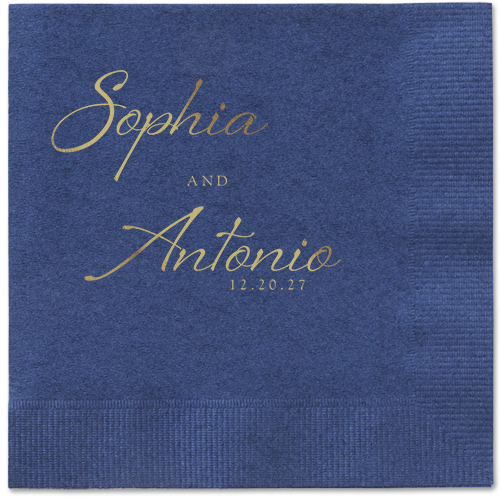 Torn Textures Napkin, Yellow, Navy, gold-metallic