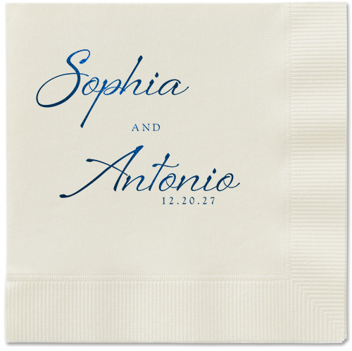 Torn Textures Napkin, Blue, Ecru