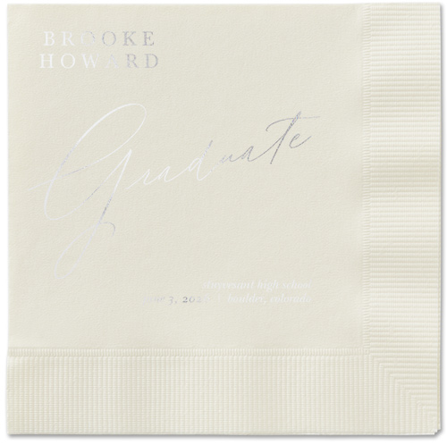 Torn Textures Napkin, Grey, Ecru, silver