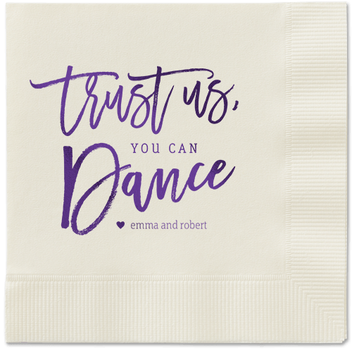 Dance Along Napkins, Purple, Ecru, Purple
