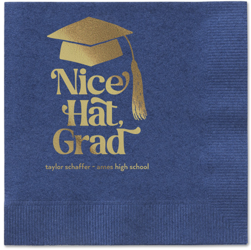 Nice Cap Napkin, Yellow, Navy, gold-metallic