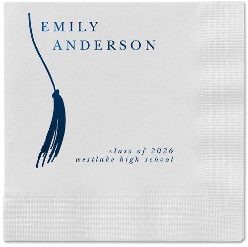 Direct Tassel Napkin, Blue, White, midnight