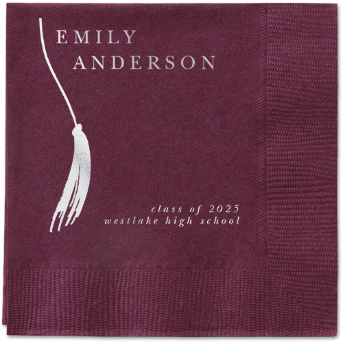 Direct Tassel Napkin, Grey, Berry