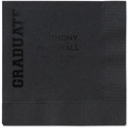 Varsity Headline Napkin, Black, Black