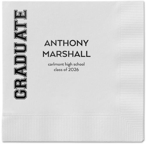 Varsity Headline Napkin, Black, White, black