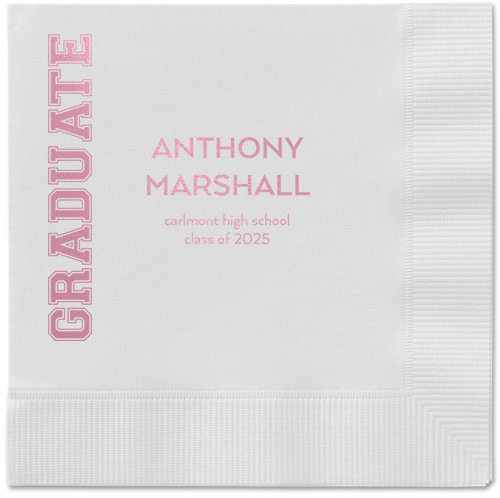Varsity Headline Napkin, Pink, White