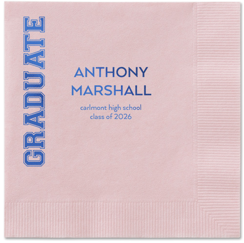 Varsity Headline Napkin, Blue, Blush, royal