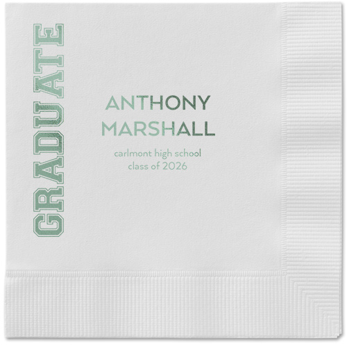 Varsity Headline Napkin, Green, White, sage