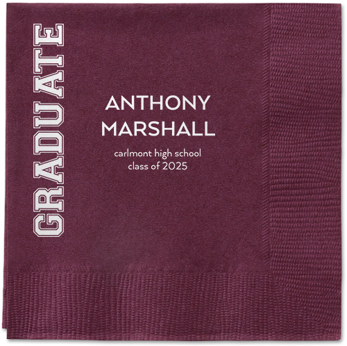 Varsity Headline Napkin, White, Berry