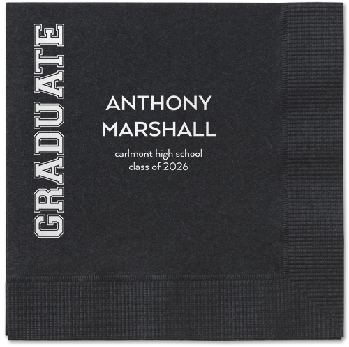 Varsity Headline Napkin, White, Black, white