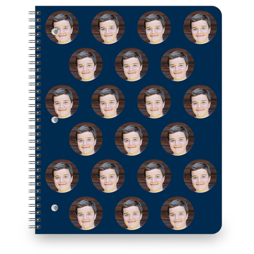 Floating Faces Large Notebook, 8.5x11, Blue