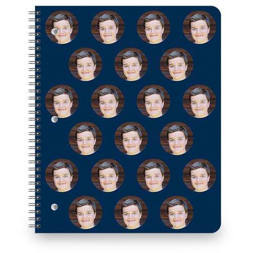 Floating Faces Large Notebook, 8.5x11, Blue, navy