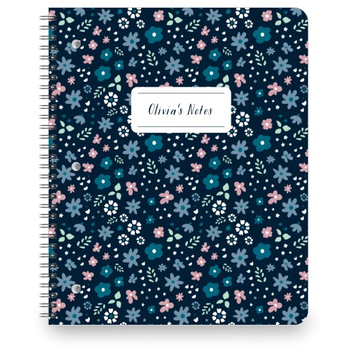 Dainty Florals Large Notebook, 8.5x11, Blue