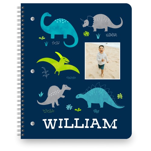 Dinosaur World Large Notebook, 8.5x11, Blue, navy