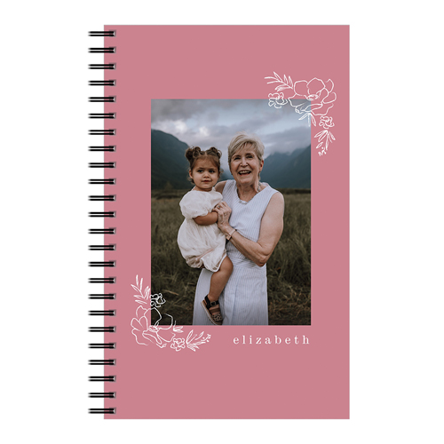 Floral Corner Frame 5x8 Notebook, 5x8, Pink