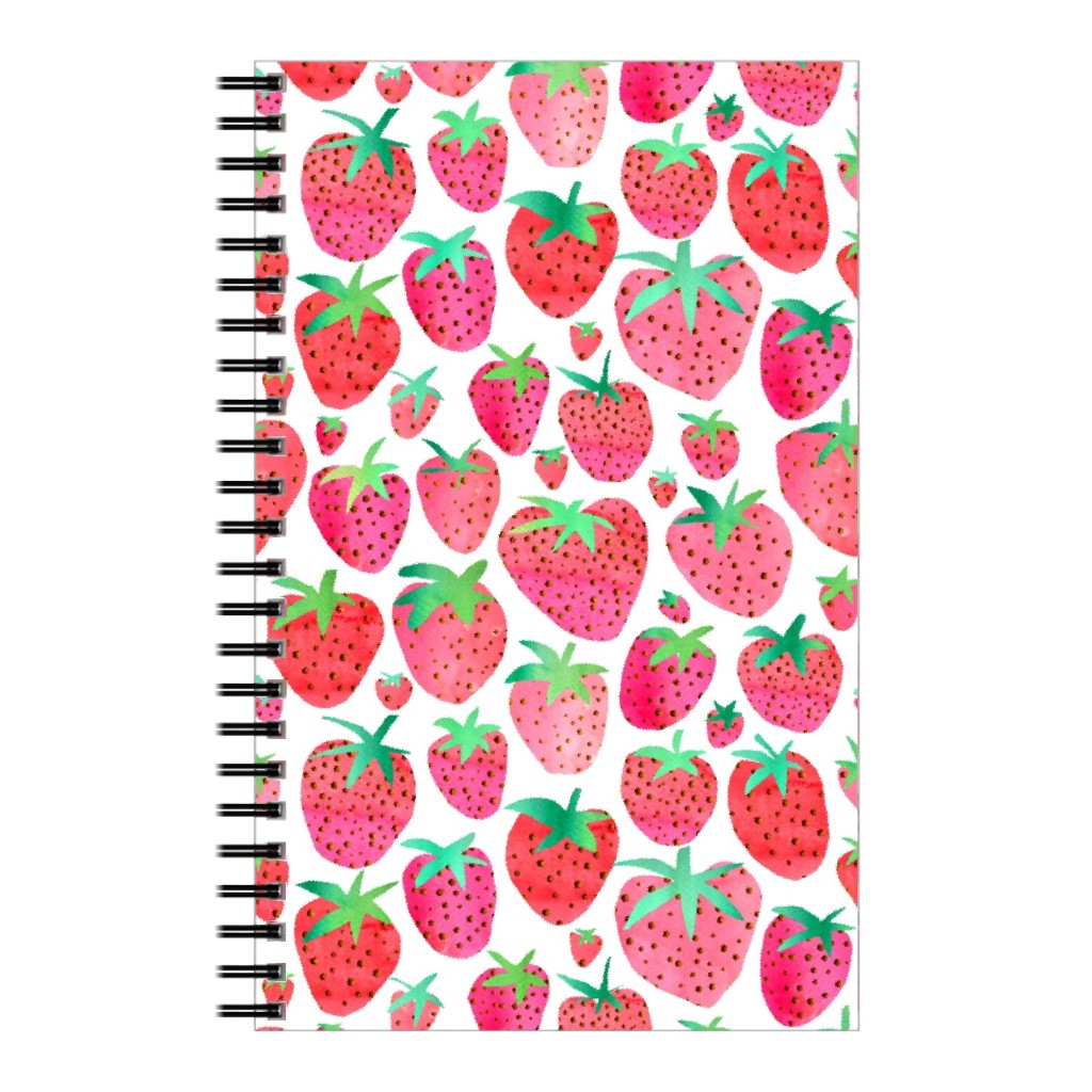 Strawberries - Pink Notebook, 5x8, Pink
